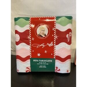 DOLLY PARTON Christmas  60"‎ x 84" Tablecloth PEVA Butterfly Starlight Mints
